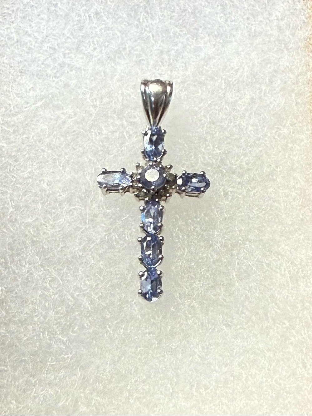 Tanzanite & Sterling Silver Cross Pendant